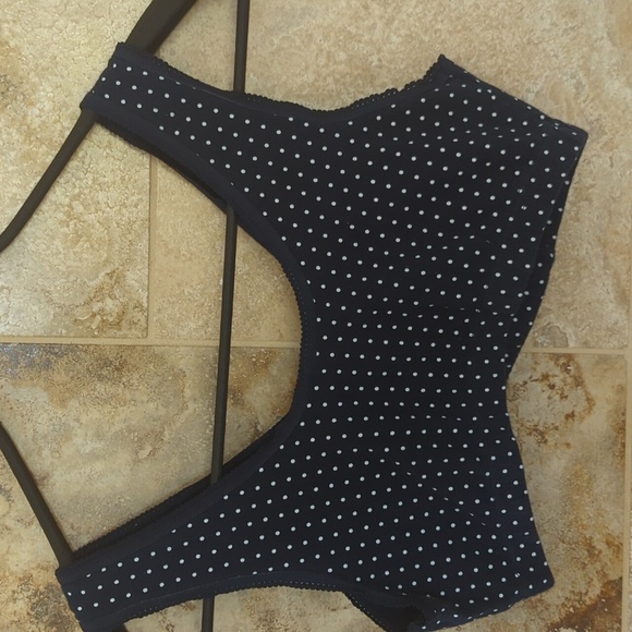 Medium Navy Blue White Polka Dot Cakye Nursing Bra Breastfeeding Pumping - Picture 4 of 7